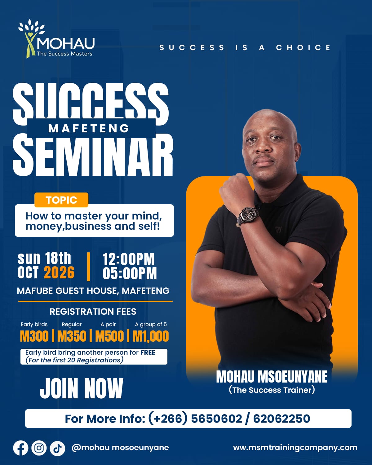 Official Success Mafeteng Seminar 2026 poster